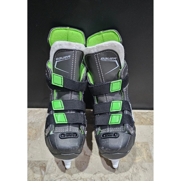 Bauer XLS Ice Hockey Skates Toddler Size Y9 Black Green Performance - Picture 2 of 5